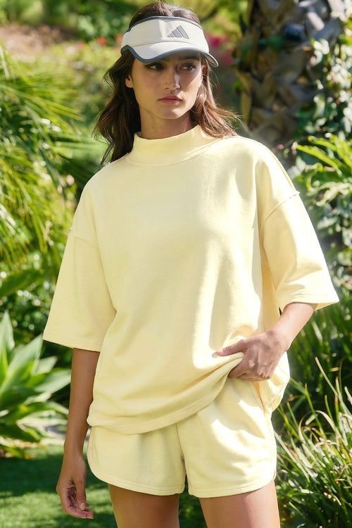 Mock Neck Exposed Seam Tunic Top & Shorts Set